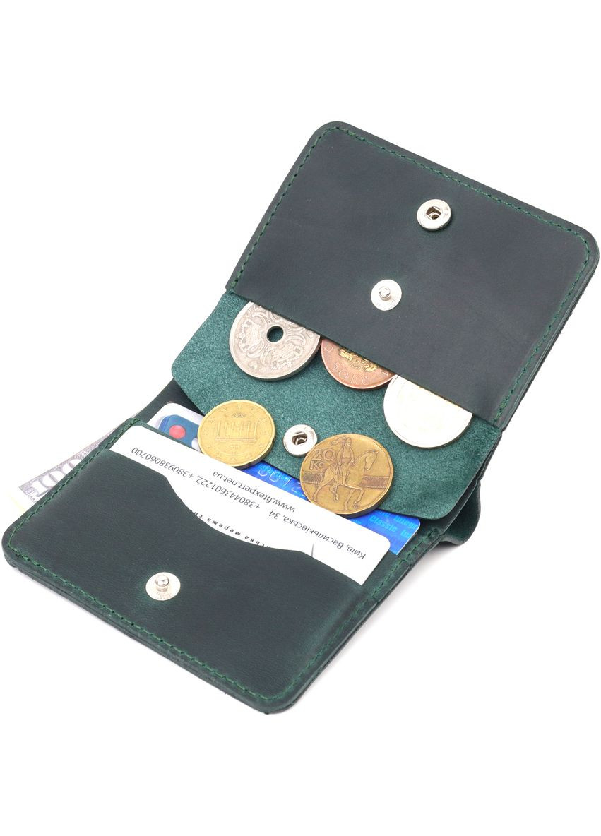 Винтажное кожаное портмоне с монетницей унисекс зеленое (sku_16603) No Brand (327819456)