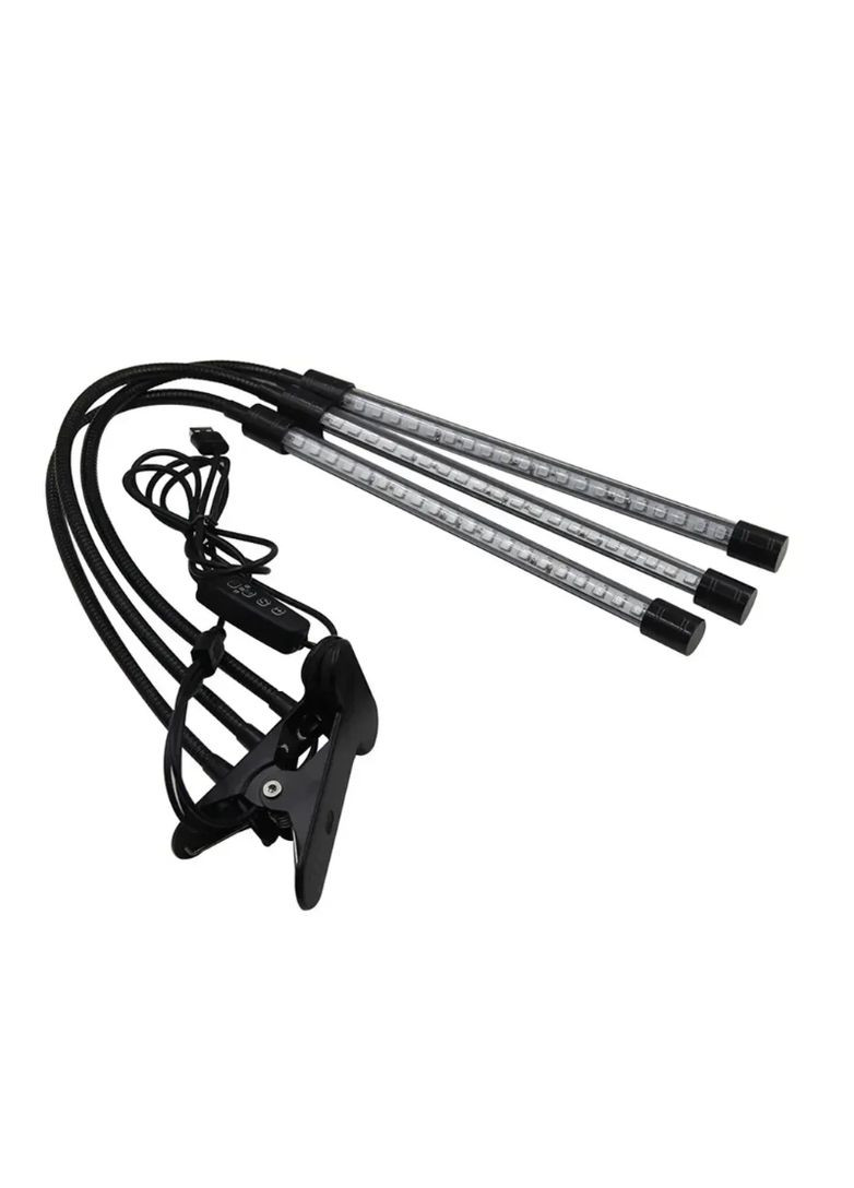 Ультрафиолетовая лампа для растений на 3 ветки, от USB / Гибкая фитолампа с таймером No Brand (344465670)