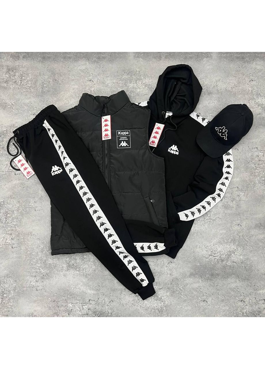 Мужской спортивный костюм 4в1 + кепка черный No Brand (350313699)