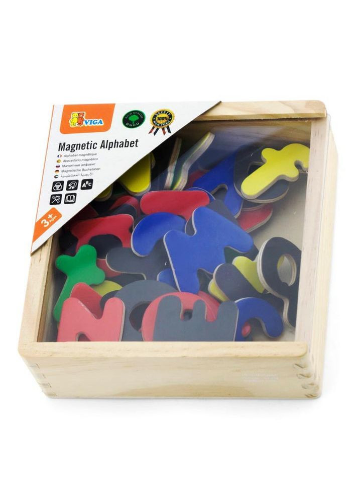 Набір дерев'яних магнітних літер Viga Toys 50324 Англійські літери 52 шт 4M (297331144)
