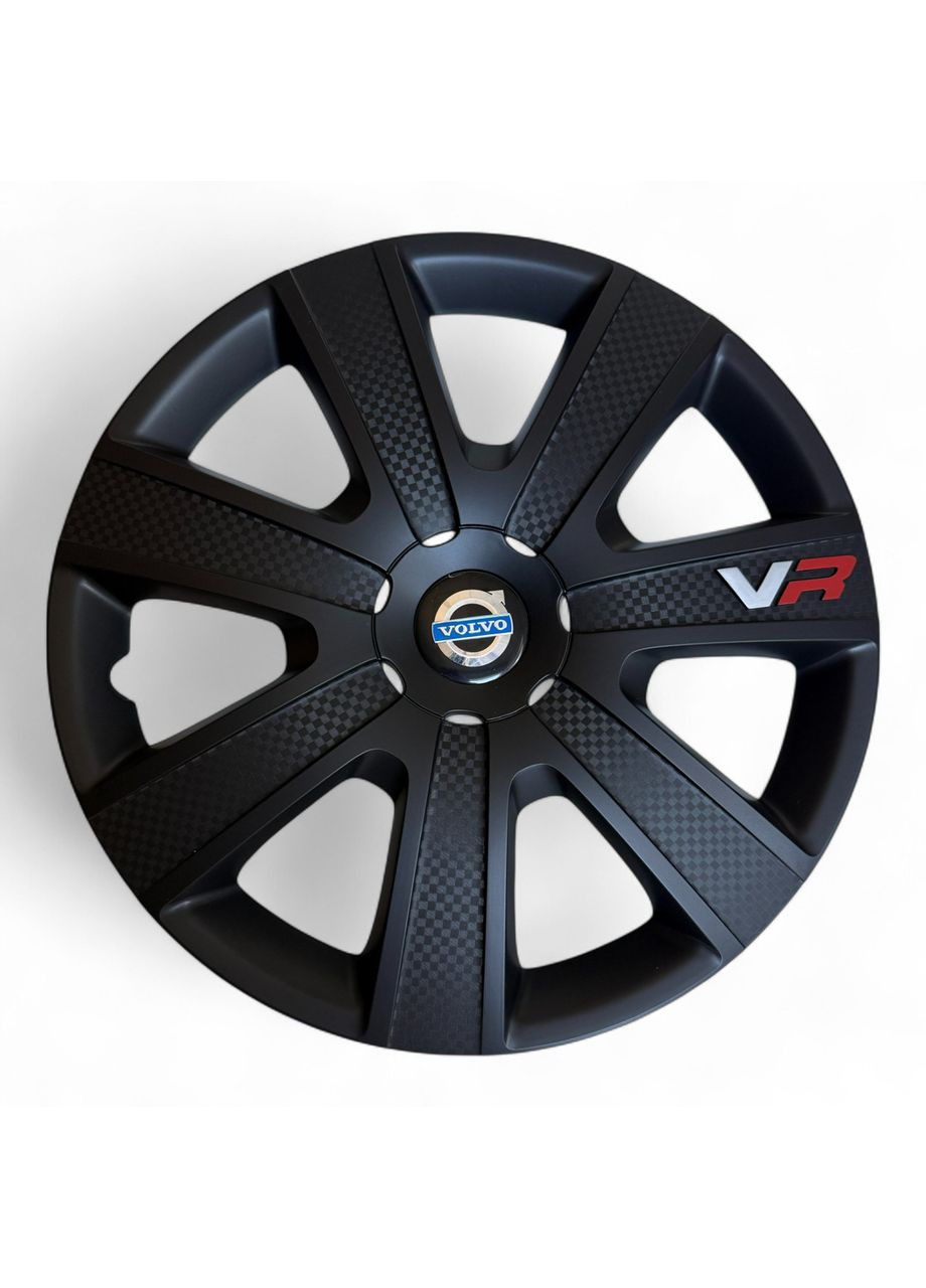 Ковпак на колесо VR Carbon black R14 з логотипом Volvo ковпаки на диски ВР Карбон Блек Р14 з логотипом Вольво No Brand (364463346)