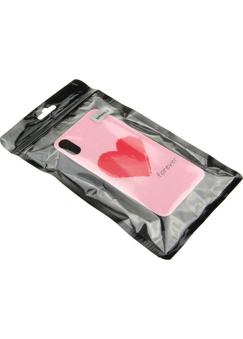Чехолнакладка Glass Fashionable Case Apple iPhone X Red Heart on Pink Toto (301507983)