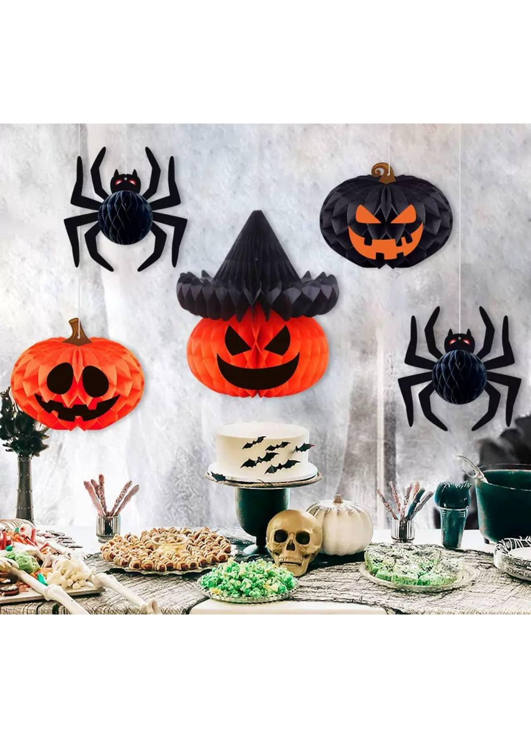 Паперовий декор на Хелловін Гарбуз, Гофрована куля прикраса на Хелловін, Halloween No Brand (363968761)