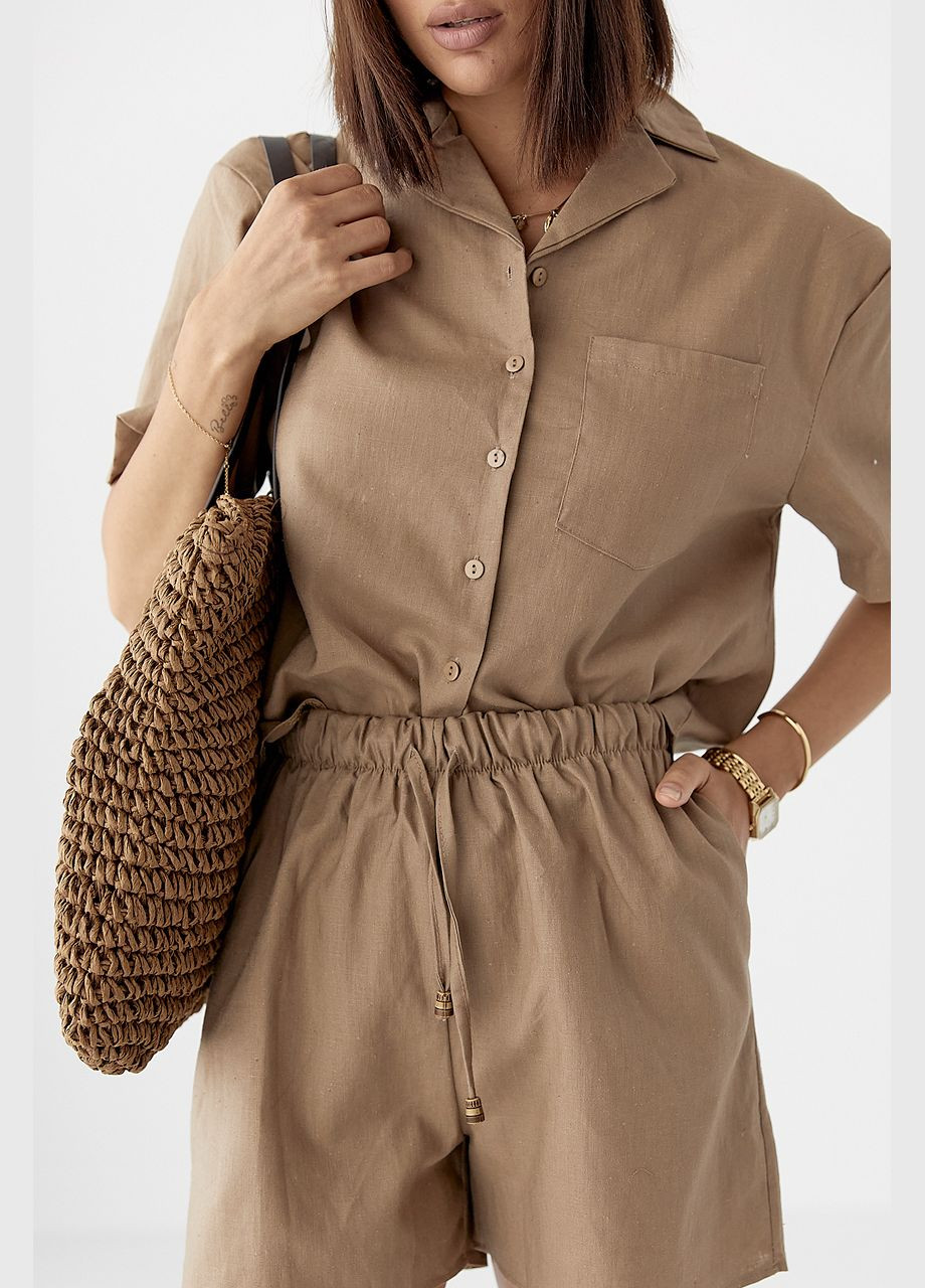 Льняний костюм із сорочкою та шортами Lurex (339433468)