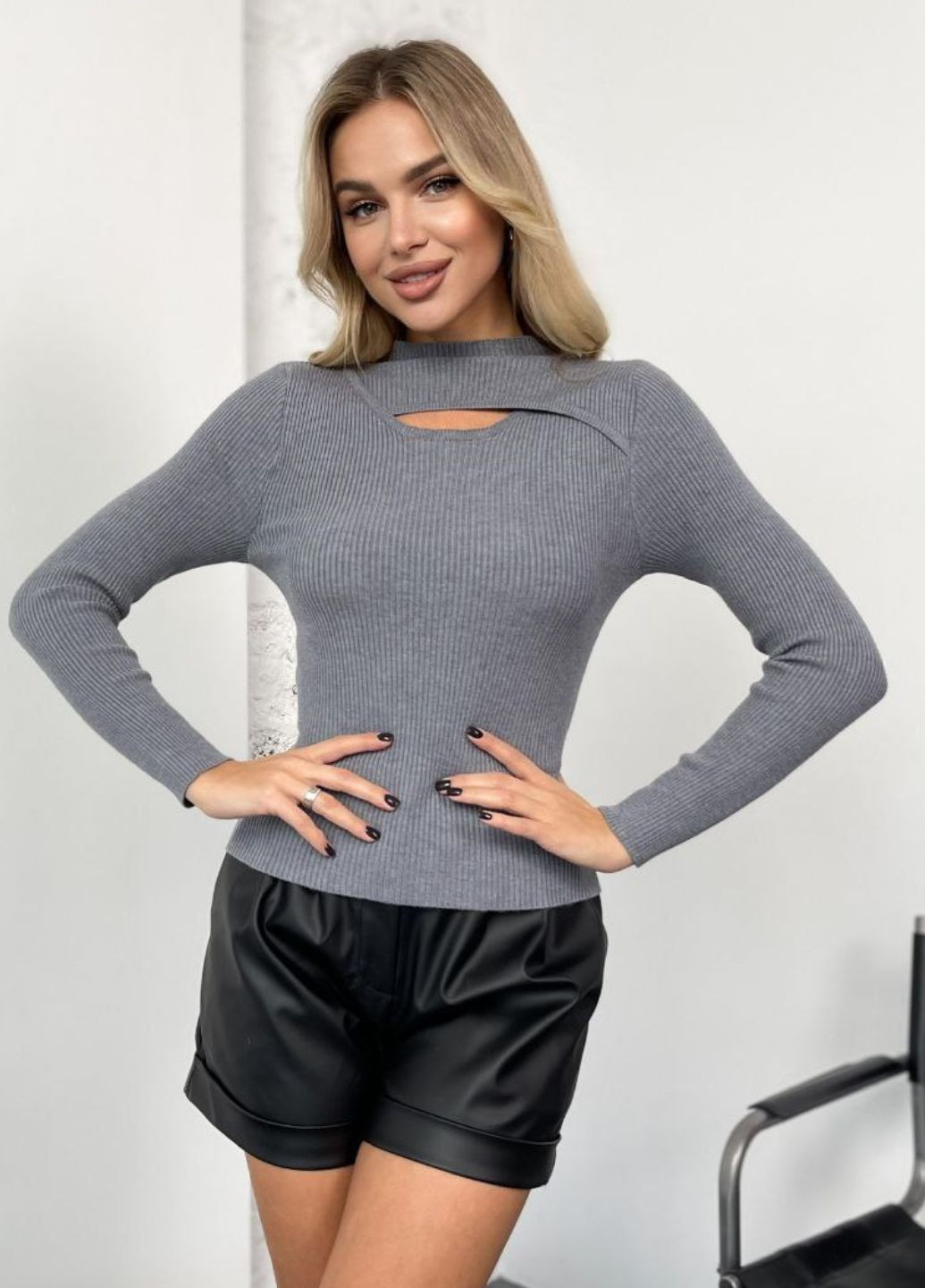 Кофта в рубчик с вырезом спереди Tik-Tak (369971309)