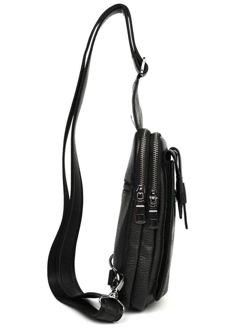 Сумка слинг через плечо мужская кожаная для телефона и для документов средняя Черный 39026 LIMARY (351403565)