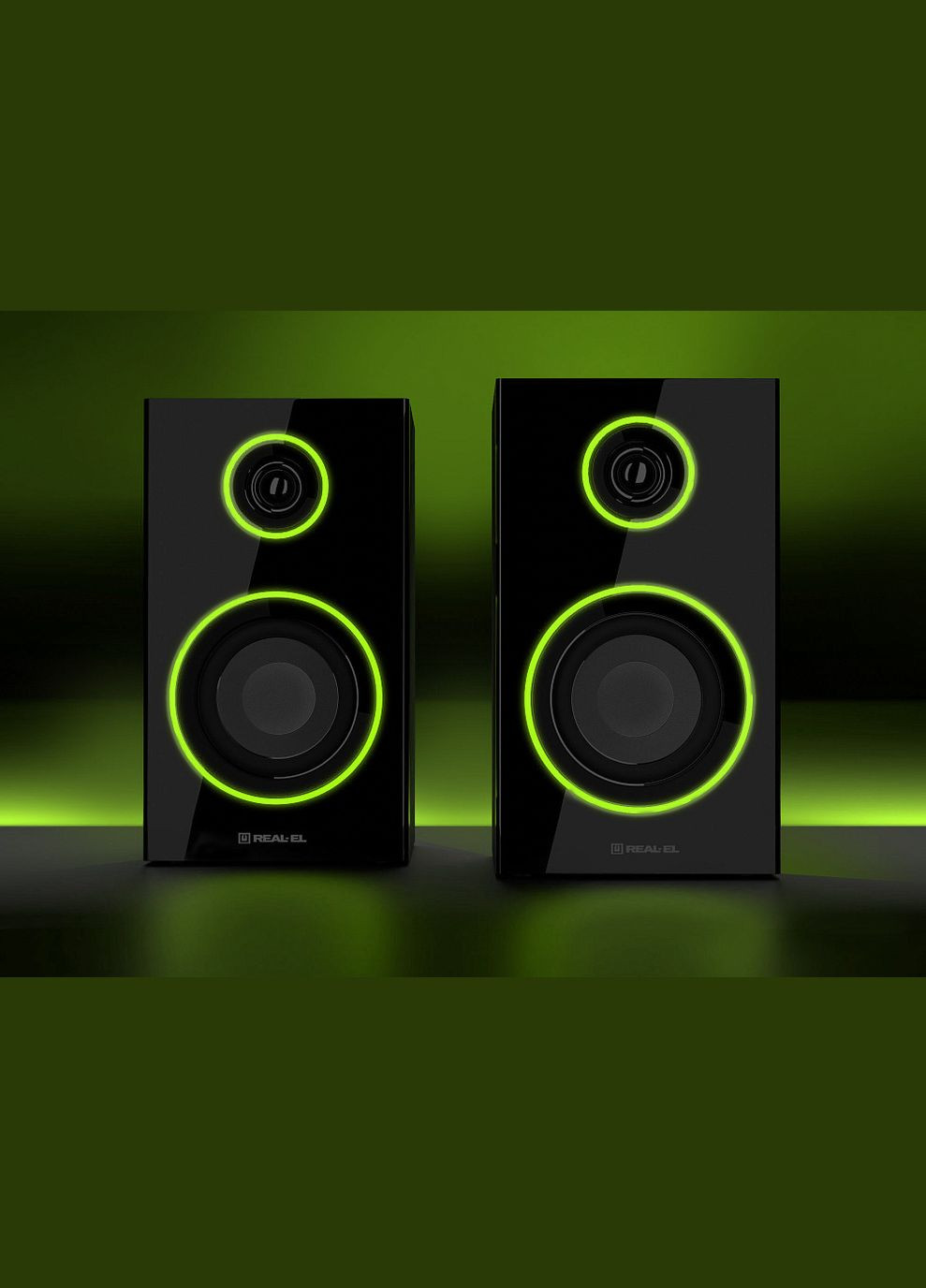 Колонки 2.0 S-410 black (12 Вт, Bluetooth, подсветка) Real-El (333824458)