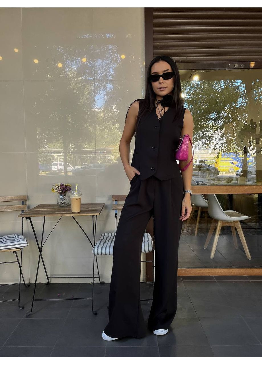 Элегантный женский костюм с жилетом и широкими брюками. Україна (355803475)