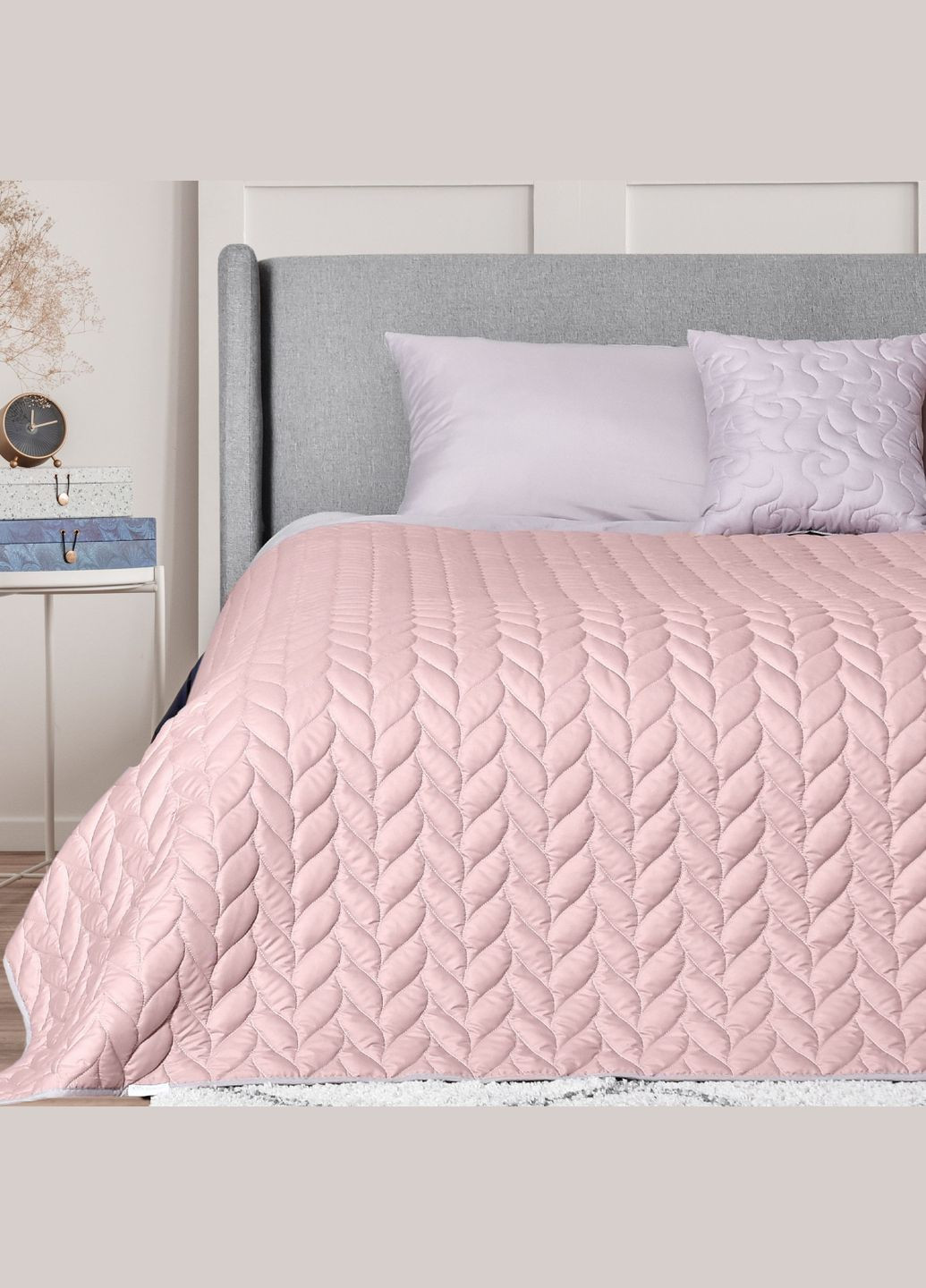 Двостороннє покривало Warmis 220х240 см гіпоалергенне, пудра/св. сірий (8-35841*002) IDEIA (322765904)