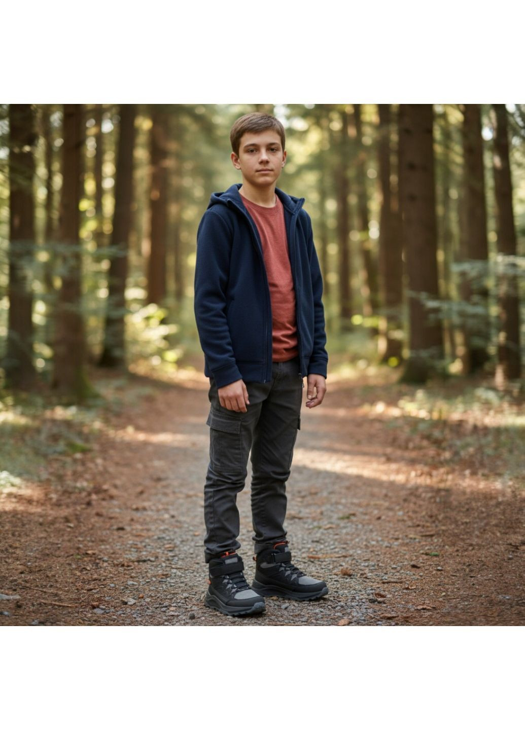 Черные спортивные, повседневные, кэжуал осенние утепленные демисезонные подростковые ботинки хайтопы на липучке для мальчика подростка на флисе Clibee