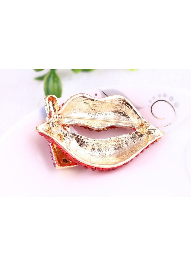 Жіноча брошка Поцілунок, Червоні губи та помада, яскрава, ошатна China (366874615)