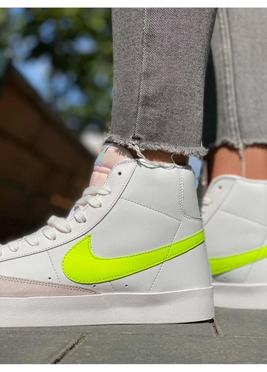 КРОСІВКИ ЖІНОЧІ NIKE BLAZER WHITE «NEON GREEN LOGO» НАЙК БЛЕЙЗЕР No Brand сірі демісезони (368647019)