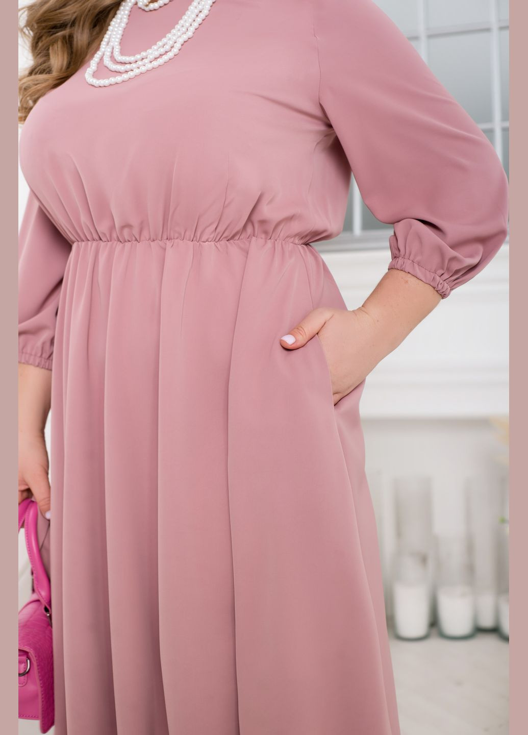 Рожево-лілова повсякденний монохромна сукня дзвін No Brand однотонна