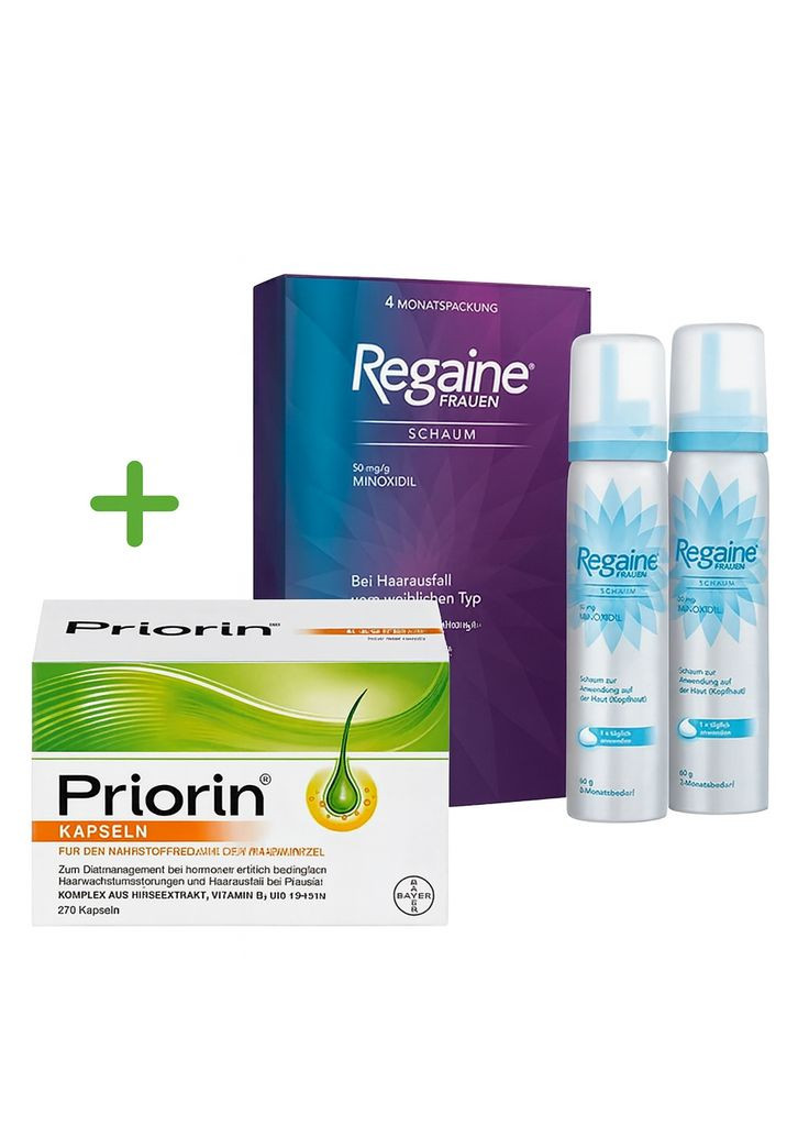 Лікувальний комплекс від випадіння волосся Priorin Kapseln 270 капсул і Regaine Schaum 2 флакони по 60 г Rogaine (292734817)