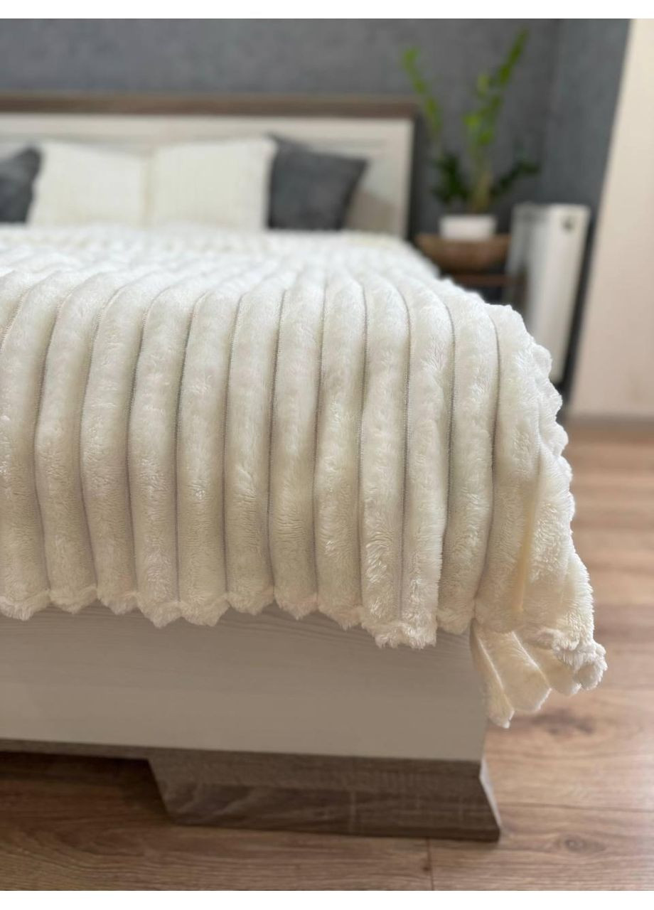 Півтораспальний Плед Шарпей Молочний, полоска 3.5см, 160х220см No Brand (365578749)