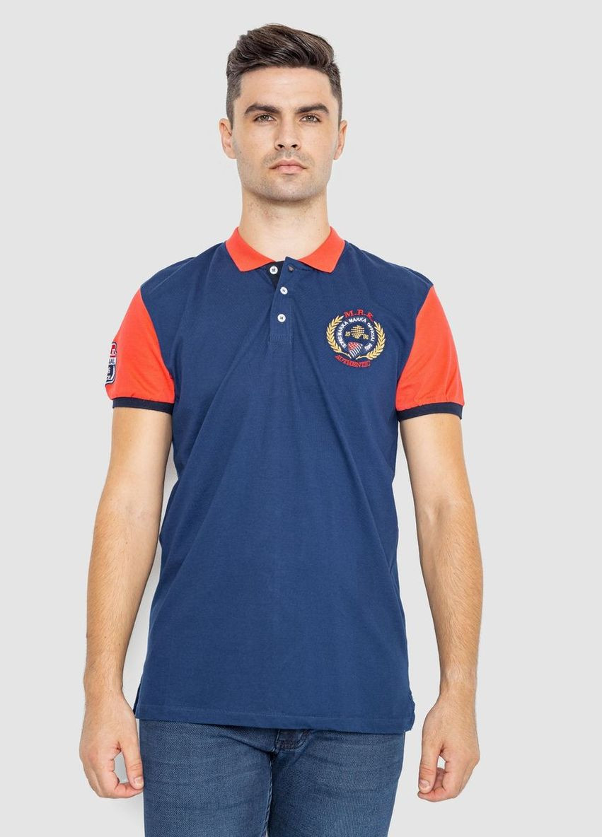 Синяя футболка-поло мужское с принтом для мужчин Ager