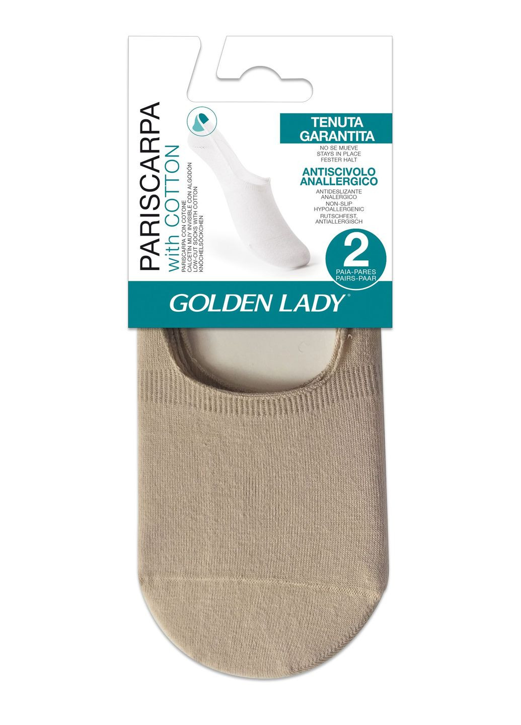 Бежеві сліди високі бавовняні pariscarpa invisible with cotton (2пари) Golden Lady (349499468)