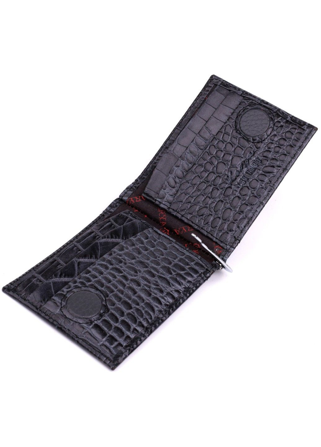 Практичний чоловічий гаманець-затиск із натуральної шкіри 22851 Сірий Karya (318823553)