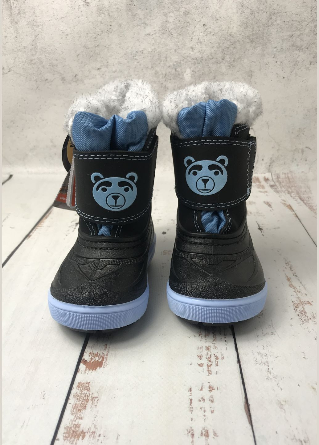 Чоботи дутики зимові дитячі на хлопчика Чорно-синій (1027) Demar BEAR (347236218)