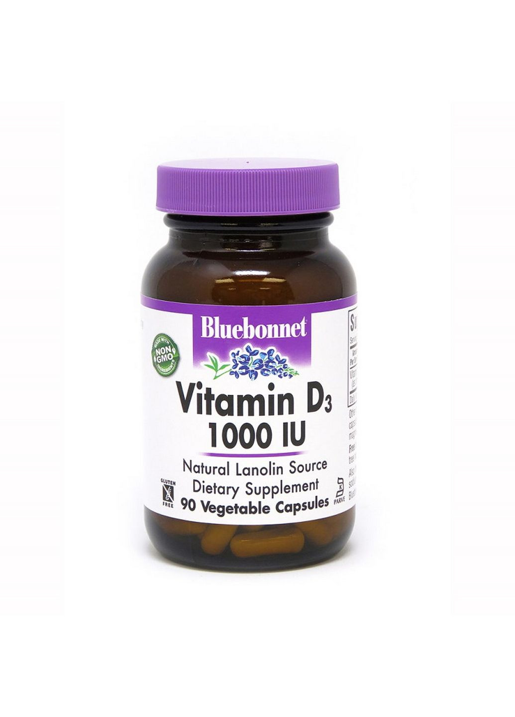 Витамины и минералы Vitamin D3 1000 IU, 90 вегакапсул Bluebonnet Nutrition (293341032)