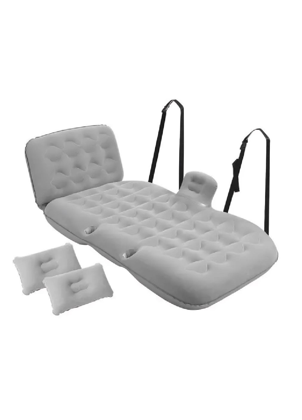 Портативний надувний матрац спальне місце з двома подушками насосом в салон машини автомобіля 130×75 см (481111-Prob) Сірий Unbranded (353827836)