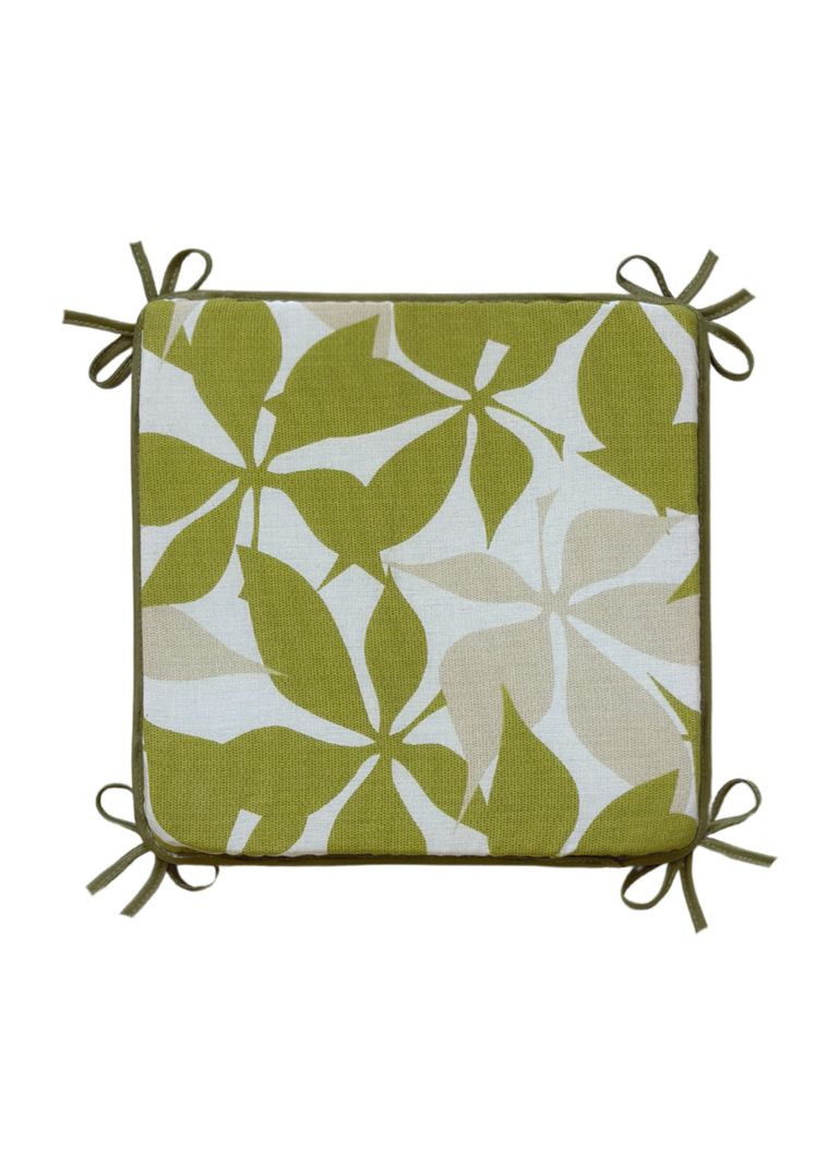 Подушка для стула на завязках 33х33х3 см бело-салатовый. No Brand (324828532)