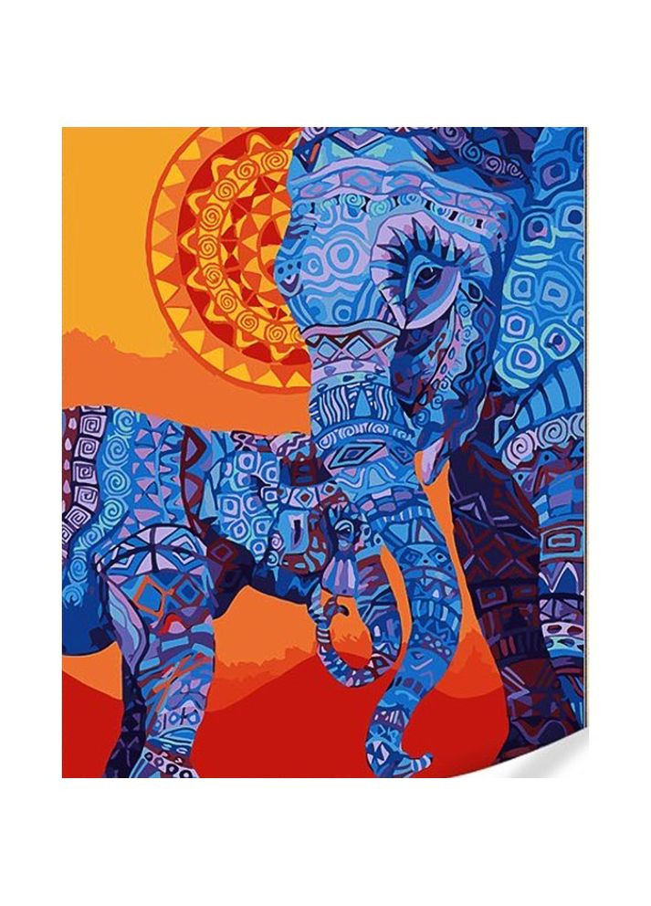 Картина за номерами Індійські слони на кольоровому фоні розміром 40х50 (GS1614) Strateg (362487164)