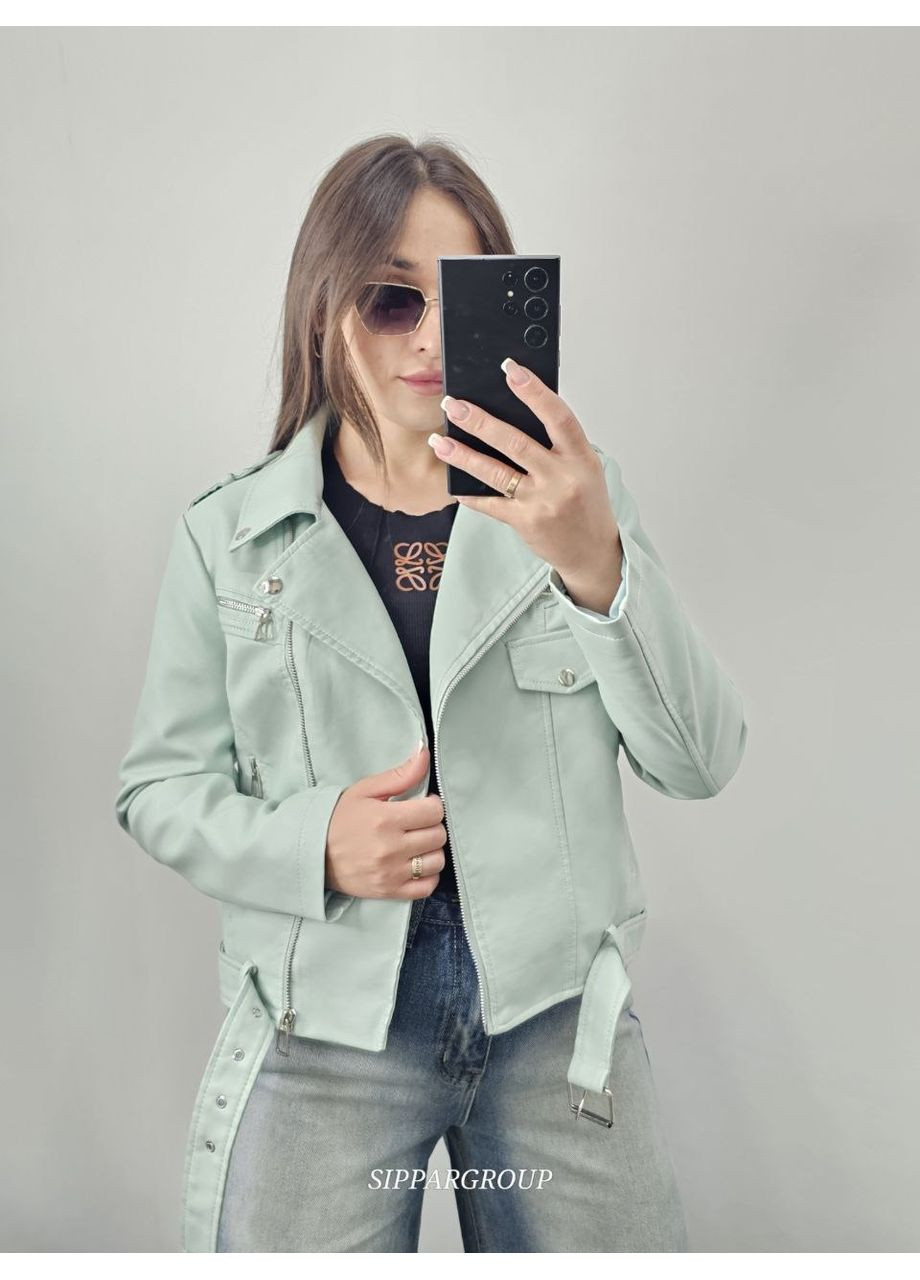 Зелена куртка косуха екошкіра Україна