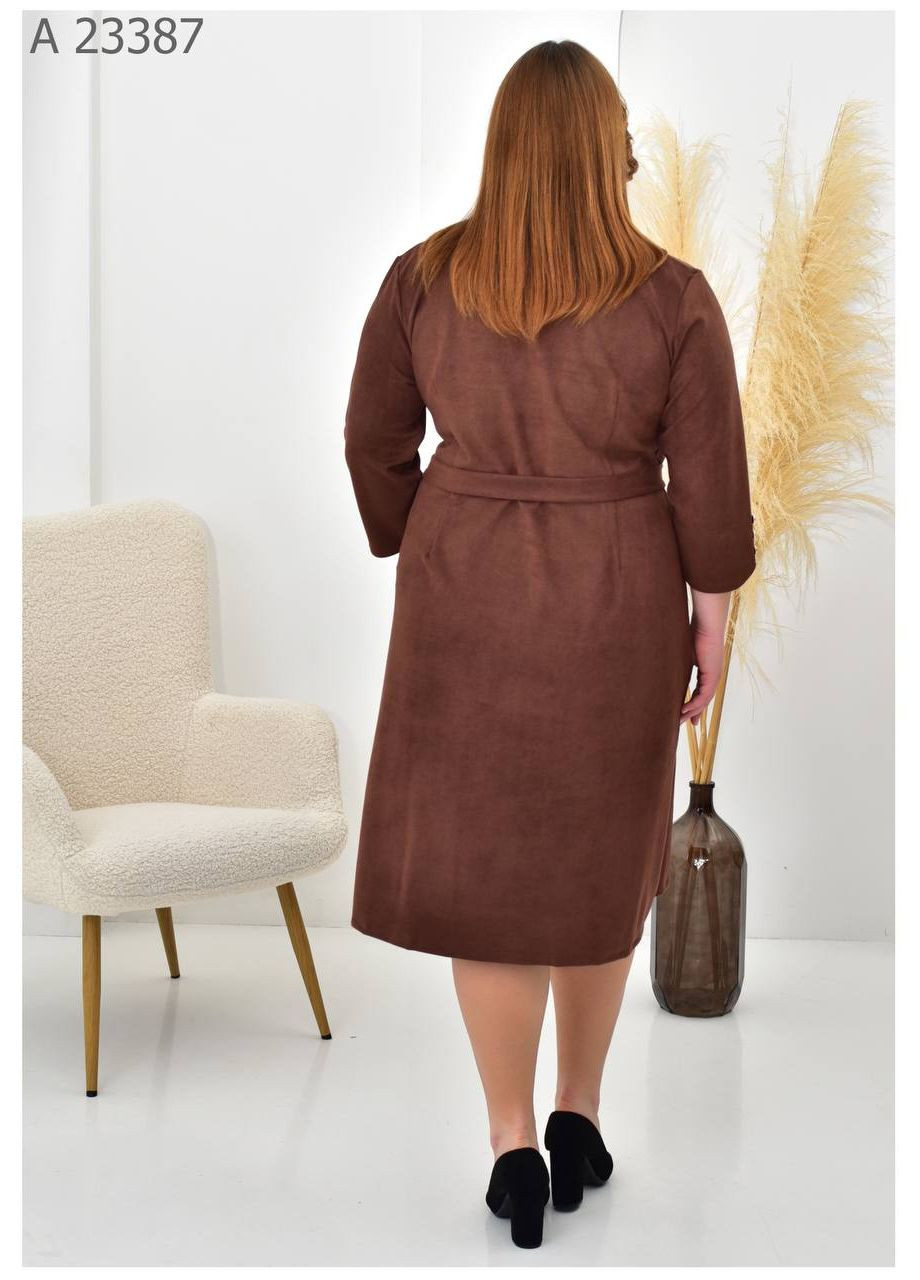 Коричневое повседневный женское платье большого размера SK однотонное