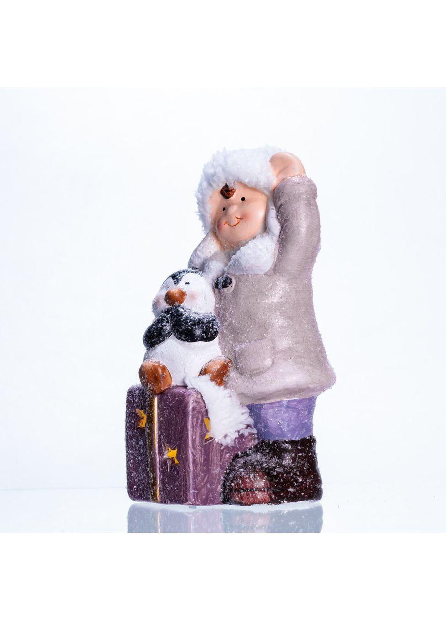 Новогодняя фигурка с подсветкой Девочка с пингвином фарфоровая для дома и подарка новогодний декор интерьера Yiwu (370602458)