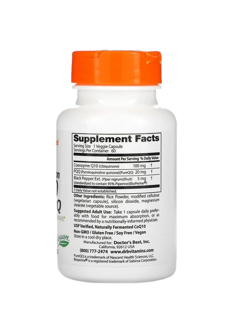 Коензим Q10 з PQQ "CoQ10 high absorption plus PQQ", 60 капсул Doctor's Best (371809956)