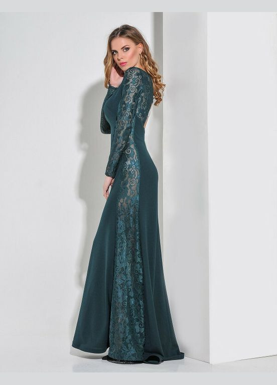 Комбінована плаття жіноче зелене вечірнє завдовжки зі спідницею-годе mkeng2161-1 Modna KAZKA