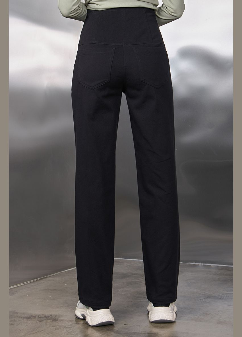 Бавовняні штани для вагітних чорні із стрейчевої тканини Юла мама (302715270)