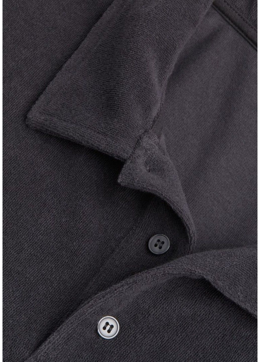Темно-сіра чоловіча футболка з махрової тканини з коміром relaxed fit н&м (56996) s темно-сіра H&M