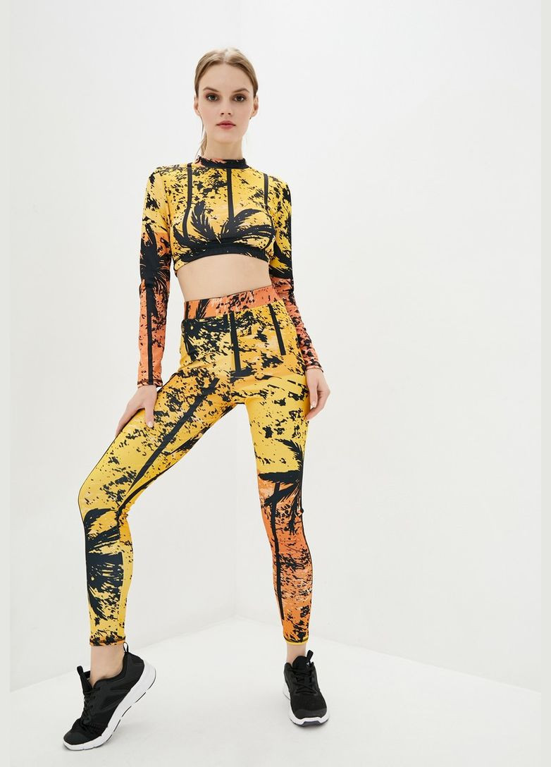 Спортивный топ с длинным рукавом c принтом "Тропик" оранжевый размер M дайвинг 4PROFI (303282917)