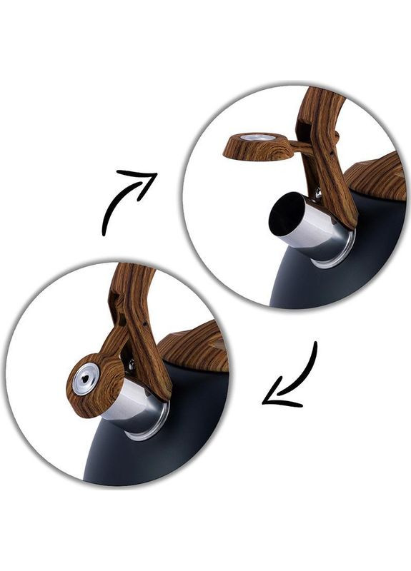 Чайник Whistling Kettle Black 2.7л з нержавіючої сталі зі свистком Kamille (329895844)