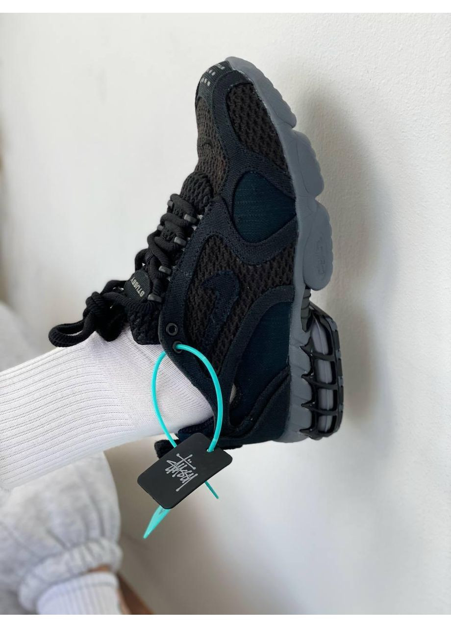 КРОССОВКИ ЖЕНСКИЕ NIKE X STUSSY AIR ZOOM SPIRIDON CAGE BLACK НАЙК АИР ЗУМ No Brand чёрные демисезоны (368862385)