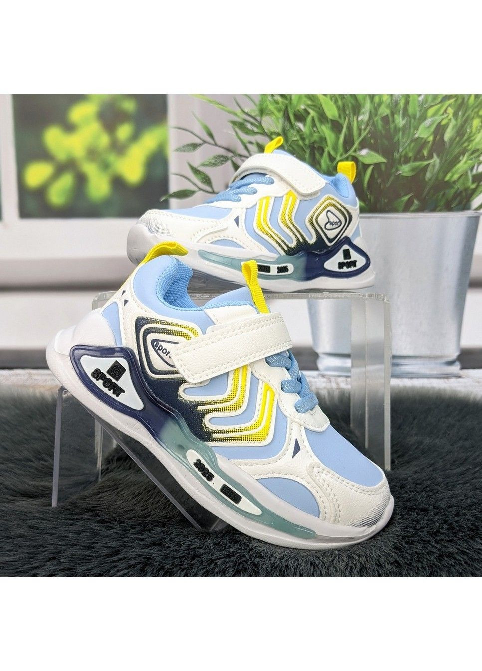 Голубые демисезонные кроссовки подростковые Леопард