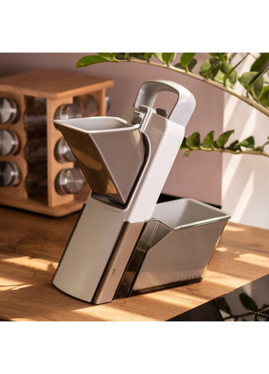 Овочерізка ручна універсальна з контейнером 19×12.5×34 см слайсер для овочів кухонна овочерізка HP-8-67 Jooki (358706343)