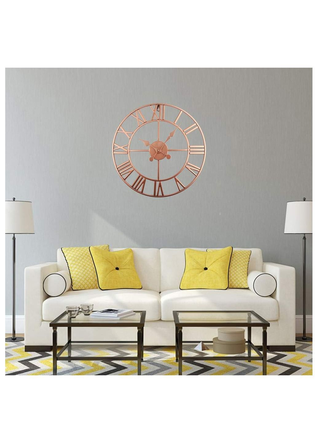 Настінний металевий годинник римські цифри золотистий Amazon (371806876)