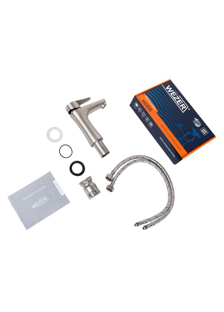 Смеситель для умывальника INX1B-04, нержавеющая сталь Wezer (316088854)