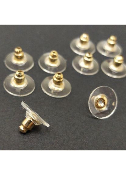 10 шт. - Заглушки для сережек железные с пластиковой вставкой 10x6 мм, цвет - Золото. Plus-plus (354797430)
