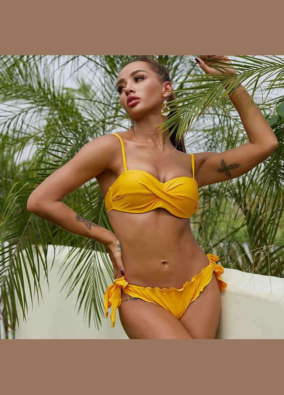Комбінований літній жіночий купальник жіночий 7742 s жовтий роздільний Fashion