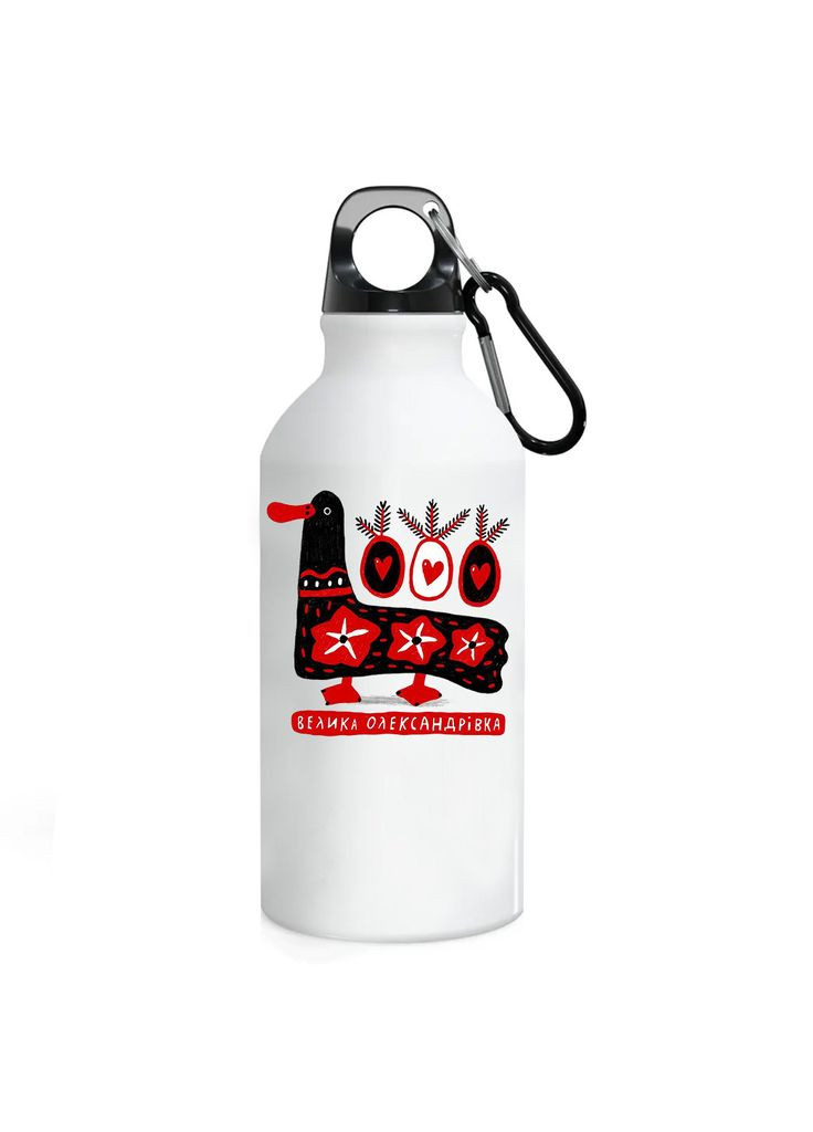 Фляга Велика Олексанрівка (пляшка) для води з карабіном Металева #0017 500 мл Білий No Brand (323639816)