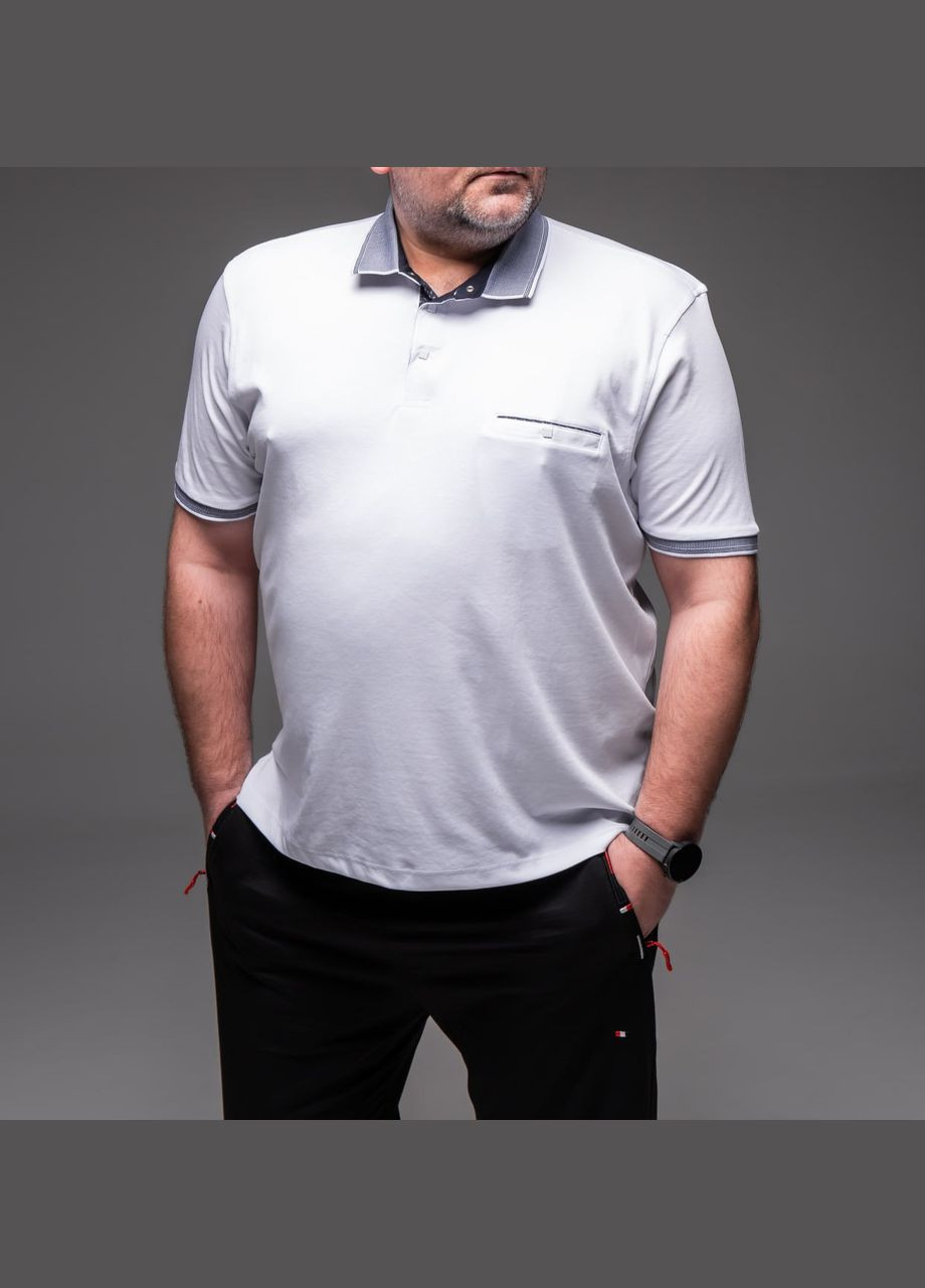 Белая базовая футболка поло в большом размере с коротким рукавом Vakko