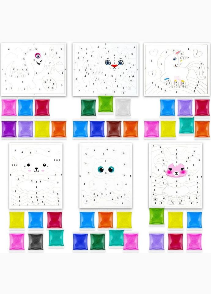 Детский набор для творчества картины с песка 6 в 1 KP-001 Alexes (337511578)