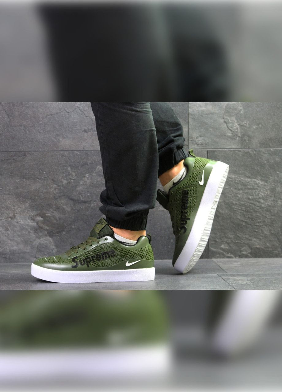 Зеленые демисезонные зеленые с бежевым демисезонные мужские кроссовки No Brand