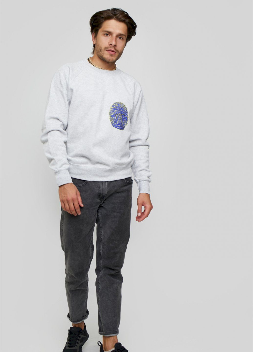 Серый свитшот мужской серый "fingerprint ua" YAPPI рисунок (303773119)