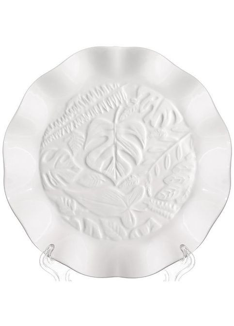 Набір 3 обідні тарілки "White City Монстера" Ø21см, біла порцеляна Bona (330017174)