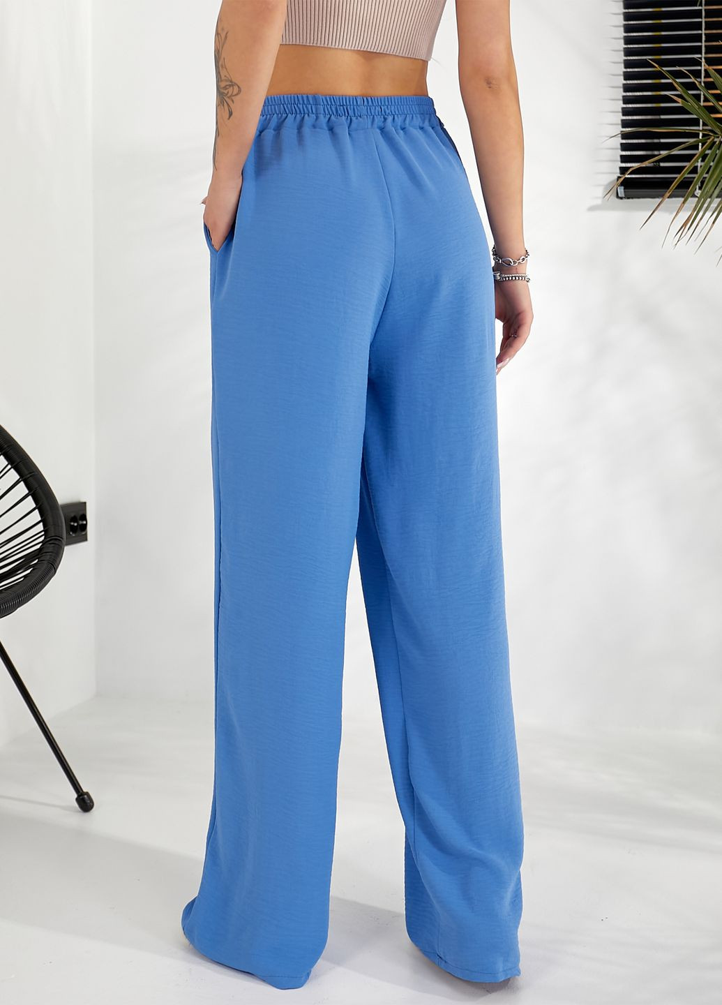 Брюки-палаццо с высокой посадкой No Brand (322965948)